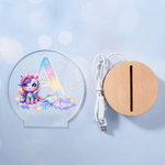 Personalized Cute Rainbow Animals LED Night Light with Name and Wooden Base Room Decor Birthday Children's Day Gift for Children