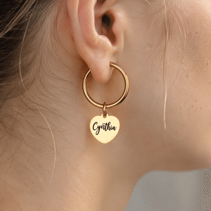 Personalised Name Initial Design Heart Clip-On Earrings Minimalist Jewellery Birthday Anniversary Gift for Woman Girlfriend Friend