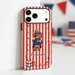 Personalised American Highland Cow Geese Design Phone Case for iPhone with Name American Independence Day Gift for Americans