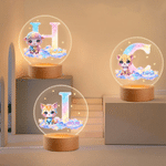 Personalized Cute Rainbow Animals LED Night Light with Name and Wooden Base Room Decor Birthday Children's Day Gift for Children