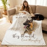 Personalized Pet Photo Fleece Throw Blanket with Name, Memorial Sympathy Gift for Pet Lovers, Whenever You Miss Me Snuggle This