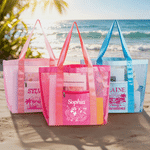 Personalized Summer Theme Design Tote Beach Bag with Name Daily Use Travel Birthday Gift for Women Besties