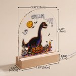 Veilleuse LED acrylique personnalisée Graffiti Dinosaur avec nom et socle en bois Décoration intérieure de la chambre d'enfant Cadeau d'Halloween pour les enfants