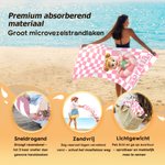 Gepersonaliseerde extra grote sneldrogende strandlaken met geruit design cartoonfiguren en naam strandaccessoire en verjaardagscadeau voor kinderen