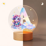 Personalized Cute Rainbow Animals LED Night Light with Name and Wooden Base Room Decor Birthday Children's Day Gift for Children