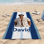 Telo mare oversize personalizzato con foto, a strisce verticali multicolori e asciugatura rapida, con nome e borsa: regalo perfetto per feste in spiaggia e compleanni, per la famiglia e gli amanti deg