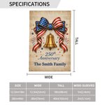 Personalized USA 250th Anniversary American Flag Bow Liberty Bell Garden Flag with Text Independence Day Anniversary Gift for Family