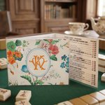 Personalized Chinese Floral Bird Style Tri-Folded Card Cover Sticker Set with Double Letters Birthday Mahjong Night Gift for Mahjong Lovers