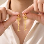 Personalized Birth Flower Birthstone Unique Clip-On Earrings with Name Daily Use Birthday Gift for Woman Friend