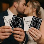 Cadre floral personnalisé Initiale Date Carte à jouer mémorable avec boîte Cadeau d'anniversaire de mariage pour couple Jeunes mariés