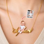 Personalised Heart Photo Design Necklace with Name Dainty Jewellery Birthday Anniversary Mother's Day Gift for Mom Grandma