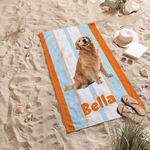 Telo mare oversize personalizzato con foto, a strisce verticali multicolori e asciugatura rapida, con nome e borsa: regalo perfetto per feste in spiaggia e compleanni, per la famiglia e gli amanti deg
