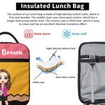 Personalized Cartoon Teacher Character Pencil Crayon Waterproof Insulated Lunch Bag with Text Teacher's Day Back to School Gift for Teacher