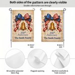 Personalized USA 250th Anniversary American Flag Bow Liberty Bell Garden Flag with Text Independence Day Anniversary Gift for Family