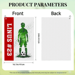 Personalised Teen Soccer Silhouette Super Absorbent Waffle Sports Towel with Text and Hanging Clip Birthday Team Gift for Soccer Lover
