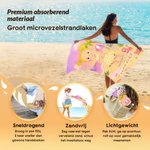 Gepersonaliseerd strandlaken met cartoon strandfiguur en naam sneldrogend voor zomer vakantie en zwembad verjaardagscadeau voor jongens en meisjes