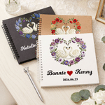 Personalised Heart-Shaped Birth Flower Name Year DIY Photo Guestbook with Ballpoint Pen and Stickers Bridal Shower Party Wedding Gift for Newlyweds
