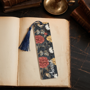 Personalized Dark Academy Style Birth Flower Acrylic Bookmark with Name and Tassel Reading Supplies Book Club Birthday Gift for Reader Book Lover