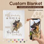 Personalized Pet Photo Fleece Throw Blanket with Name, Memorial Sympathy Gift for Pet Lovers, Whenever You Miss Me Snuggle This