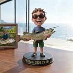 Personalised Creative Photo to 3D Fisherman Statue Ornament with Text Office Desk Decoration Birthday Father's Day Gift for Dad Fisherman
