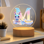 Personalized Cute Rainbow Animals LED Night Light with Name and Wooden Base Room Decor Birthday Children's Day Gift for Children