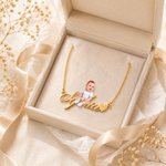 Personalised Heart Photo Design Necklace with Name Dainty Jewellery Birthday Anniversary Mother's Day Gift for Mom Grandma