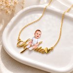 Personalised Heart Photo Design Necklace with Name Dainty Jewellery Birthday Anniversary Mother's Day Gift for Mom Grandma