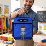 Personalized Cartoon Teacher Character Pencil Crayon Waterproof Insulated Lunch Bag with Text Teacher's Day Back to School Gift for Teacher
