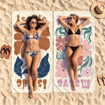 Personalized Retro Floral Oversized Quick Dry Magnetic Beach Towel with Name Beach Pool Party Summer Vacation Birthday Gift for Woman Friend