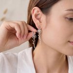 Personalized Birth Flower Birthstone Unique Clip-On Earrings with Name Daily Use Birthday Gift for Woman Friend