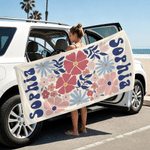 Personalized Retro Floral Oversized Quick Dry Magnetic Beach Towel with Name Beach Pool Party Summer Vacation Birthday Gift for Woman Friend