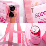 Personalized Summer Theme Design Tote Beach Bag with Name Daily Use Travel Birthday Gift for Women Besties