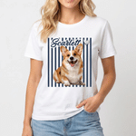 Personalized Multicolour Cute Pet Photo Stripe T-shirt Sweatshirt with Name Daily Wear Birthday Gift for Pet Lover Owner