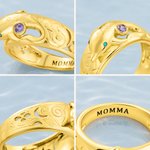 Personalised Dolphin Birthstone Sterling Silver Ring with Engraved Text Dainty Jewellery Birthday Anniversary Gift for Women