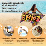 Telo mare personalizzato in microfibra con nome, musica, sport, stelle, graffiti, asciugatura rapida - Regalo di compleanno per bambini e famiglie