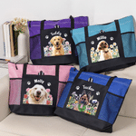 Personalized Birth Flower Photo Tote Bag with Mesh Pockets and Name Birthday Gift for Pet Parents