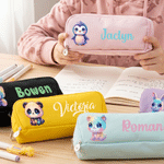 Personalized Cute Rainbow Cartoon Animal Pencil Case with Name School Supply Back to School Birthday Gift for Kids