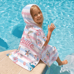 Personalised Conch Starfish Ocean Creatures Oversized Quick Dry Hooded Beach Towel with Name Summer Holiday Beach Party Birthday Gift for Kids