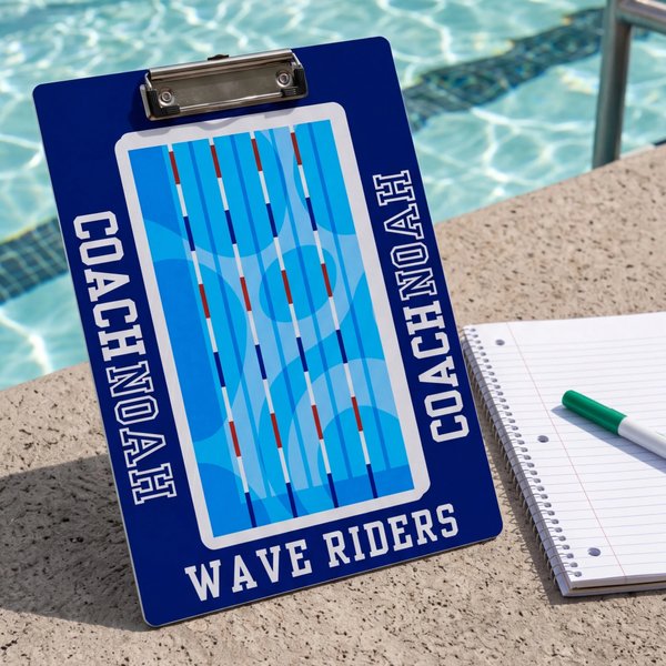 Personalised Multicolor Swimming Pool Design Acrylic Clipboard with Name Daily Training Birthday Gift for Coach