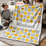 Personalized Playful emoji Colored Checkerboard Soft Throw Blanket with Name Home Decor Birthday Gift for Friends Kids Family | Callie × emoji ™