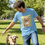 Personalized Multicolour Cute Pet Photo Stripe T-shirt Sweatshirt with Name Daily Wear Birthday Gift for Pet Lover Owner
