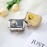 Personalised Birth Flower Skull PU Leather Mini Jewellery Box with Name and Kiss Lock Daily Use Birthday Gift for Girls Women Goth Enthusiasts