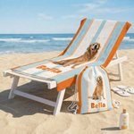 Telo mare oversize personalizzato con foto, a strisce verticali multicolori e asciugatura rapida, con nome e borsa: regalo perfetto per feste in spiaggia e compleanni, per la famiglia e gli amanti deg
