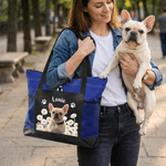 Personalized Birth Flower Photo Tote Bag with Mesh Pockets and Name Birthday Gift for Pet Parents