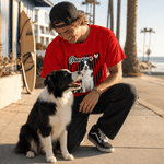 Personalized Multicolour Cute Pet Photo Stripe T-shirt Sweatshirt with Name Daily Wear Birthday Gift for Pet Lover Owner