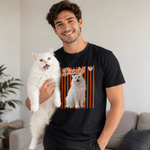 Personalized Multicolour Cute Pet Photo Stripe T-shirt Sweatshirt with Name Daily Wear Birthday Gift for Pet Lover Owner
