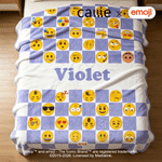 Personalized Playful emoji Colored Checkerboard Soft Throw Blanket with Name Home Decor Birthday Gift for Friends Kids Family | Callie × emoji ™