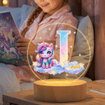 Personalized Cute Rainbow Animals LED Night Light with Name and Wooden Base Room Decor Birthday Children's Day Gift for Children