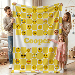 Personalized Playful emoji Colored Checkerboard Soft Throw Blanket with Name Home Decor Birthday Gift for Friends Kids Family | Callie × emoji ™