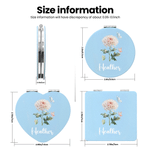 Personalised Birth Flower Compact Heart Round Square Makeup Mirror with Name Birthday Anniversary Gift for Women